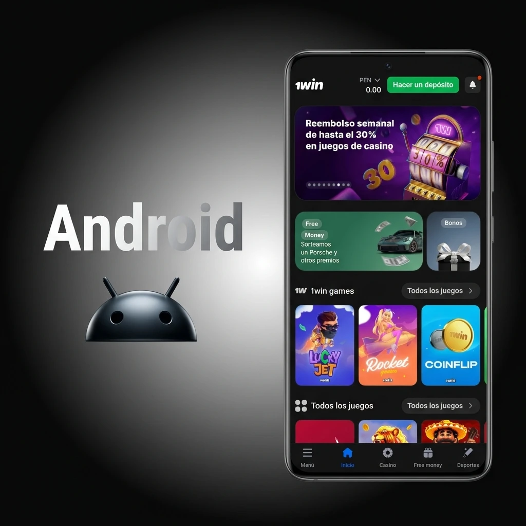 Descarga del APK de 1win para Android en Perú, compatible con versión 5.0 o superior