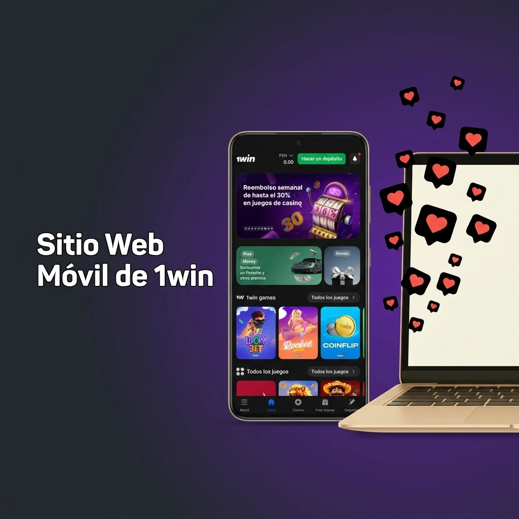 Sitio web móvil de 1win adaptado para smartphones y tablets en Perú con apuestas y casino completos