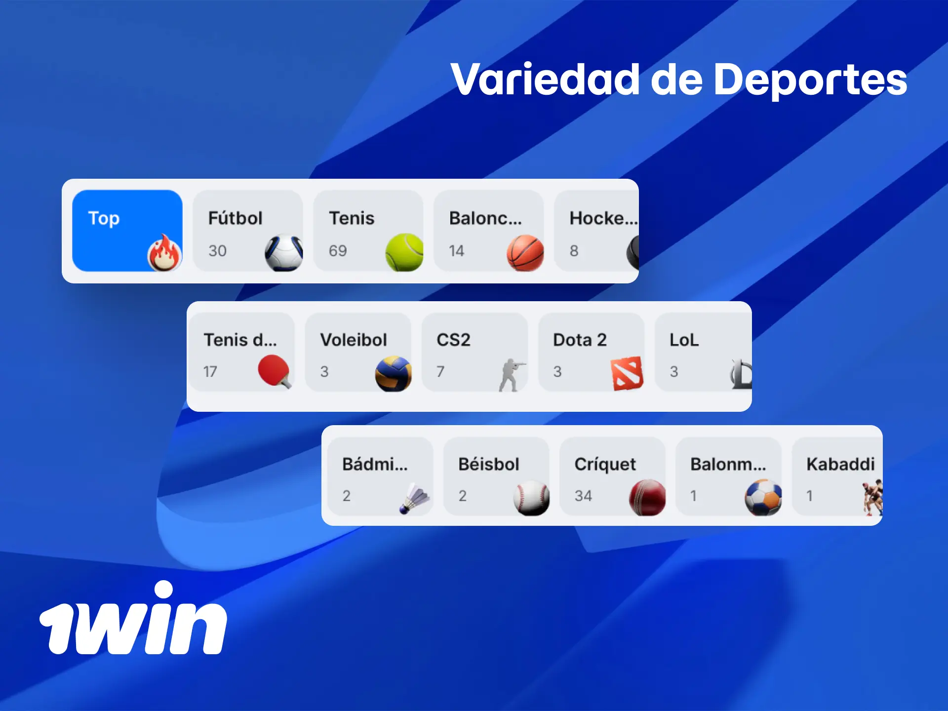 Apuesta en fútbol, tenis y más de 40 deportes desde la app de 1win.