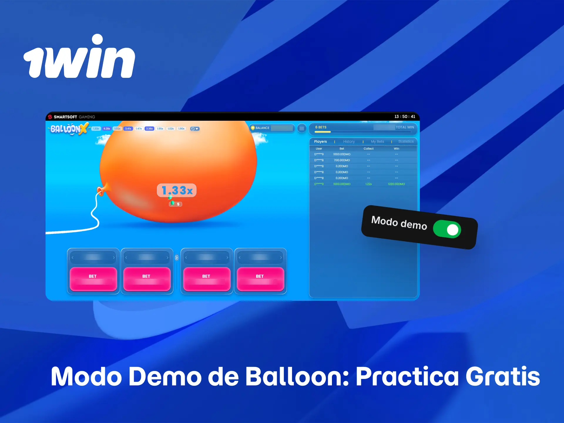 Modo demo de Balloon para practicar gratis sin riesgo en 1win Perú.