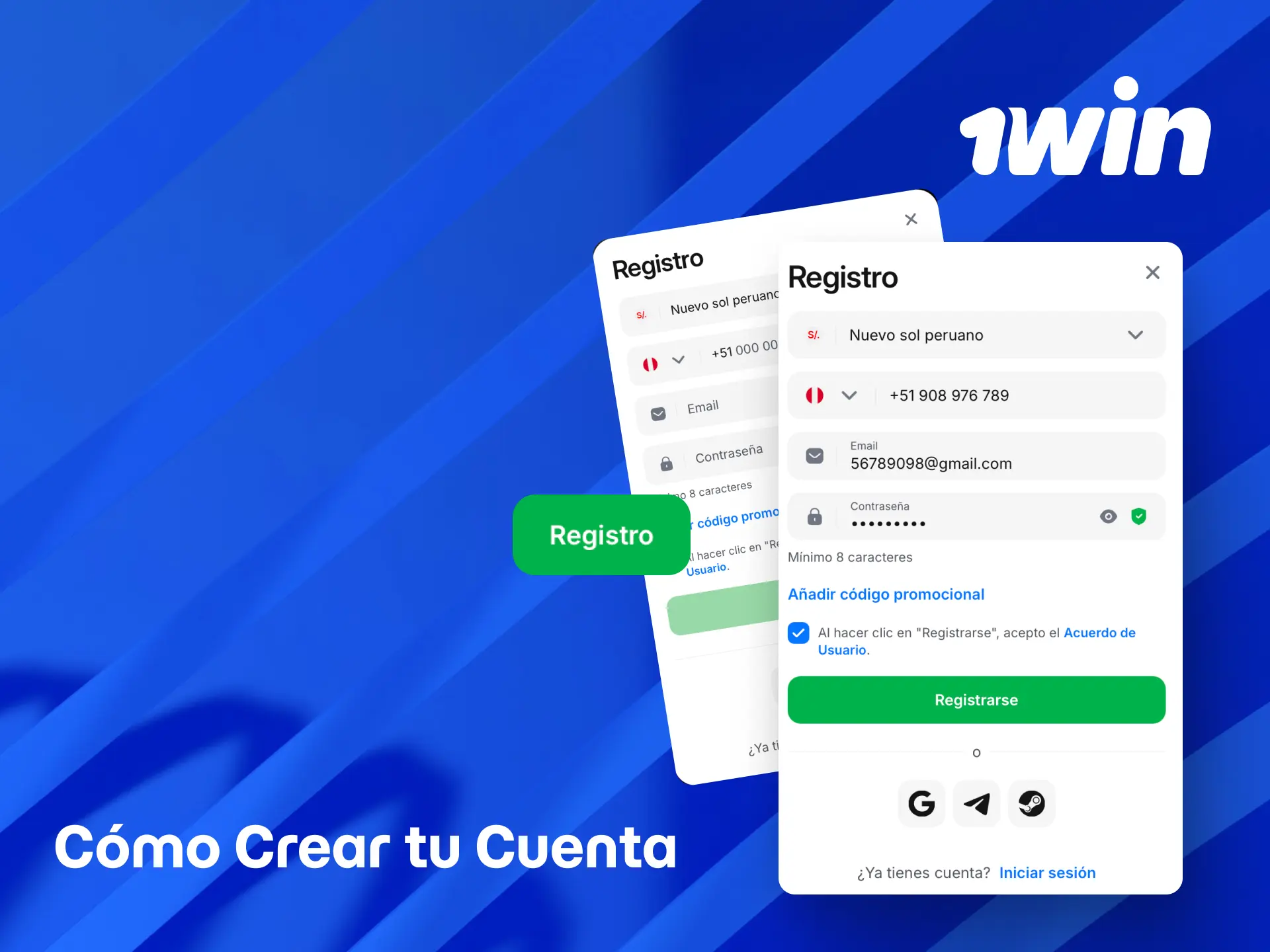 Pasos para crear tu cuenta en 1win desde Perú y acceder a todos los servicios.