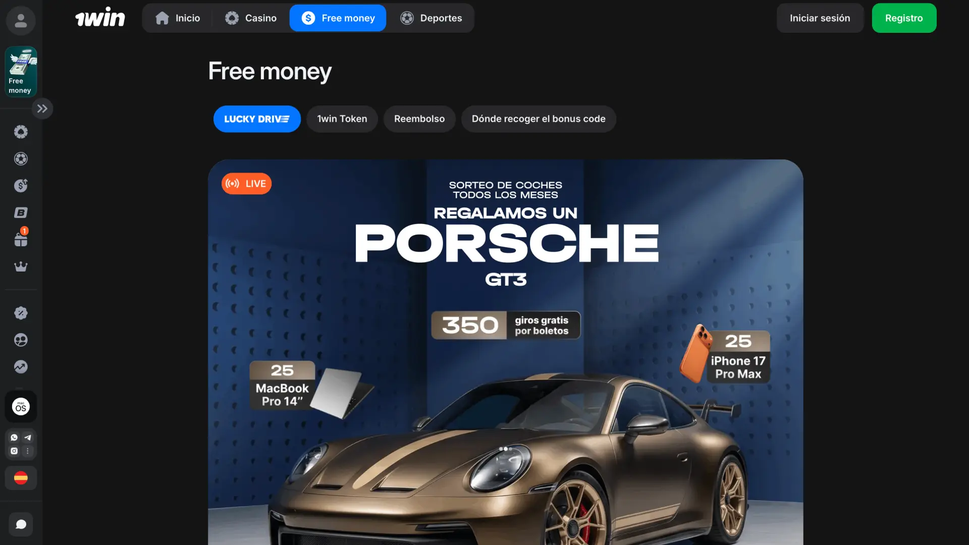 Sección de promociones y bonos de bienvenida en 1win Perú para nuevos jugadores.