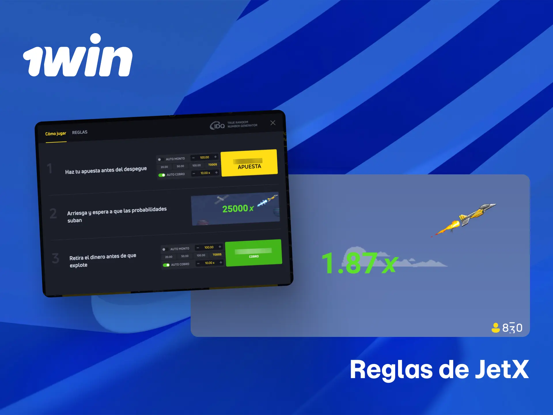 Reglas básicas del juego JetX en 1win para jugadores peruanos.
