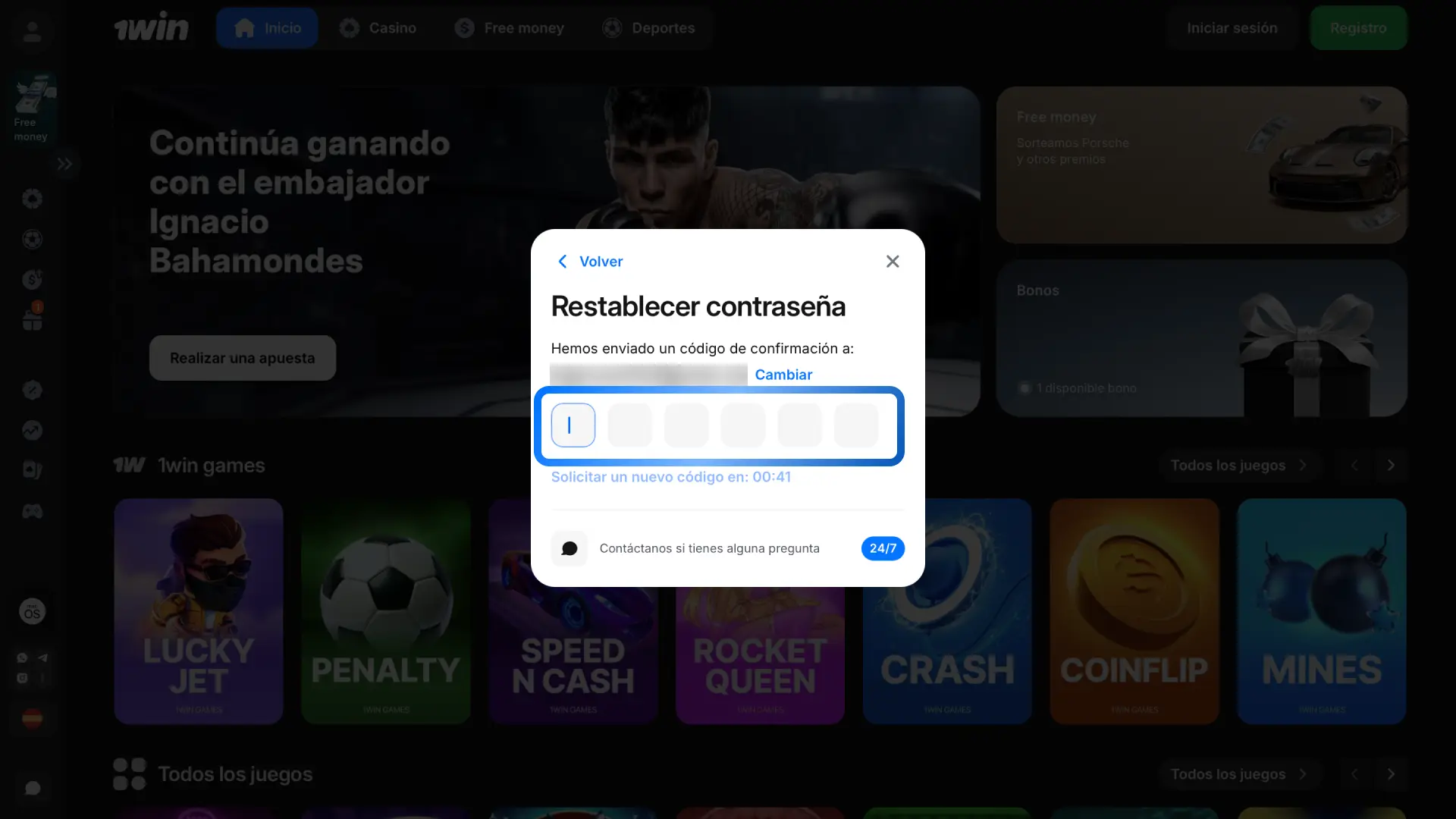 Revisa tu correo o mensajes de texto para encontrar el código de verificación de 1win.