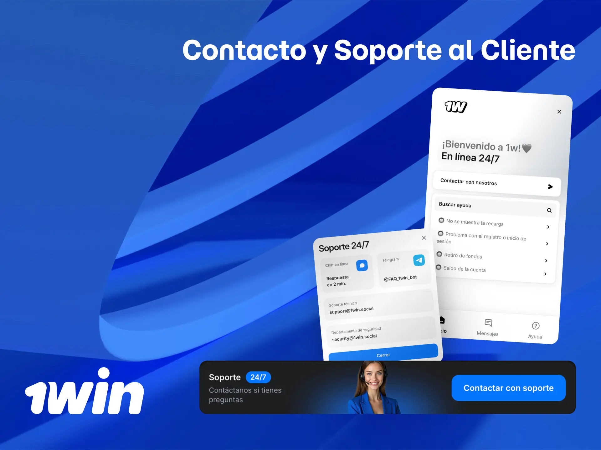 Contacta al soporte al cliente de 1win Perú por chat o email para resolver tus dudas.