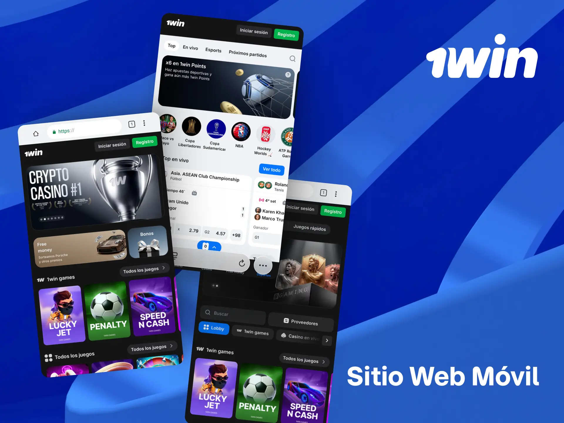 Accede al sitio web móvil de 1win Perú desde tu navegador sin descargas.