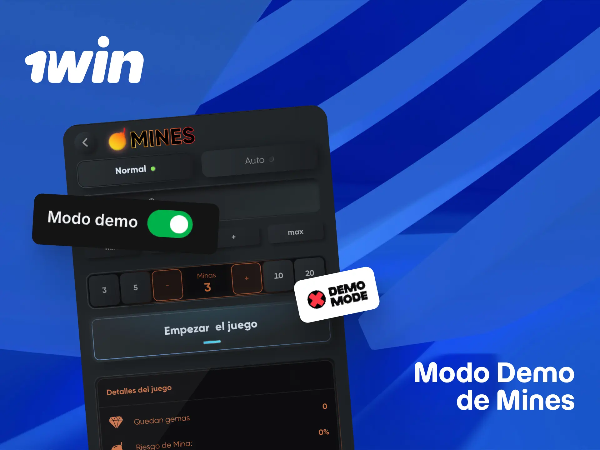 Modo demo de Mines para practicar gratis sin riesgo en 1win Perú.