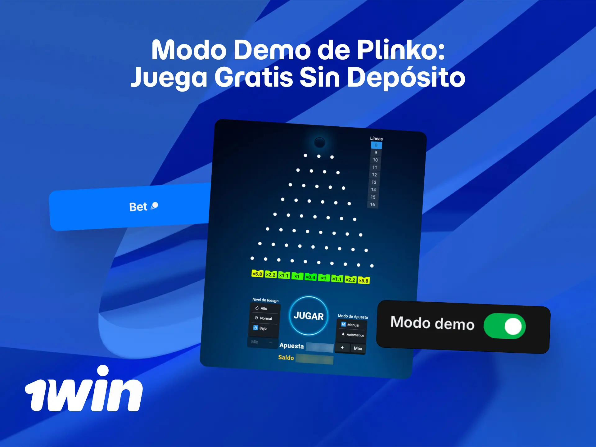 Modo demo de Plinko para jugar gratis sin depósito en 1win Perú.