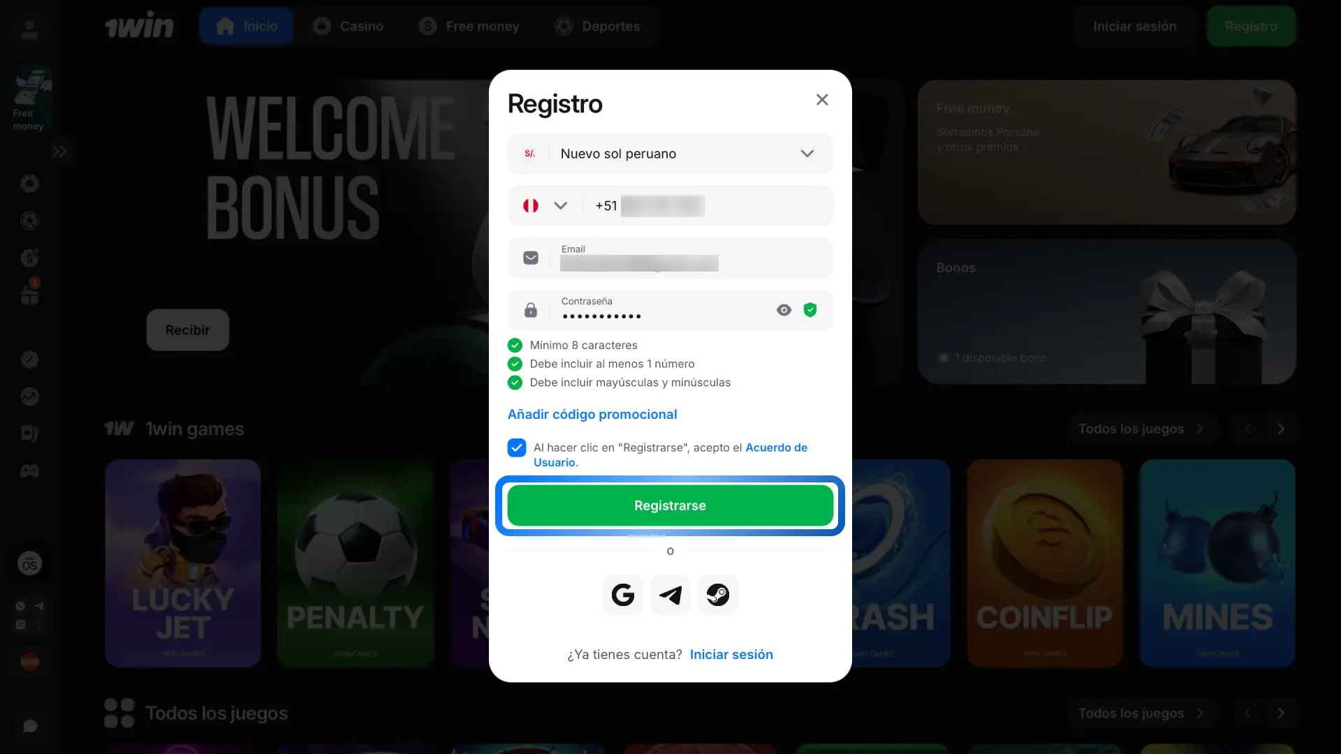 Confirma tu dirección de correo en 1win para activar tu cuenta y empezar a jugar.