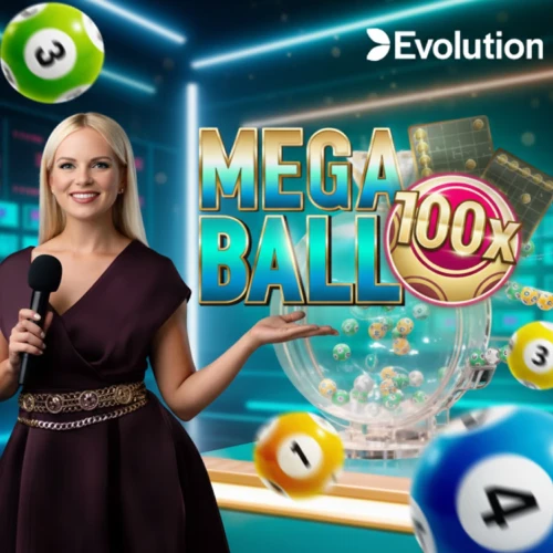 Lotería en vivo Mega Ball con multiplicadores hasta x1,000,000 disponible en 1win.