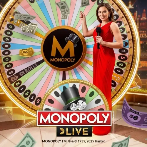 Game show Monopoly Live basado en el tablero clásico disponible en 1win Perú.