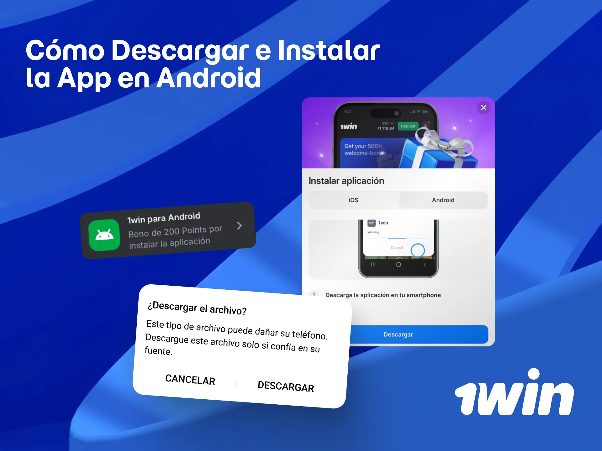 Descarga e instala la app de 1win para Android y apuesta en esports desde tu móvil.
