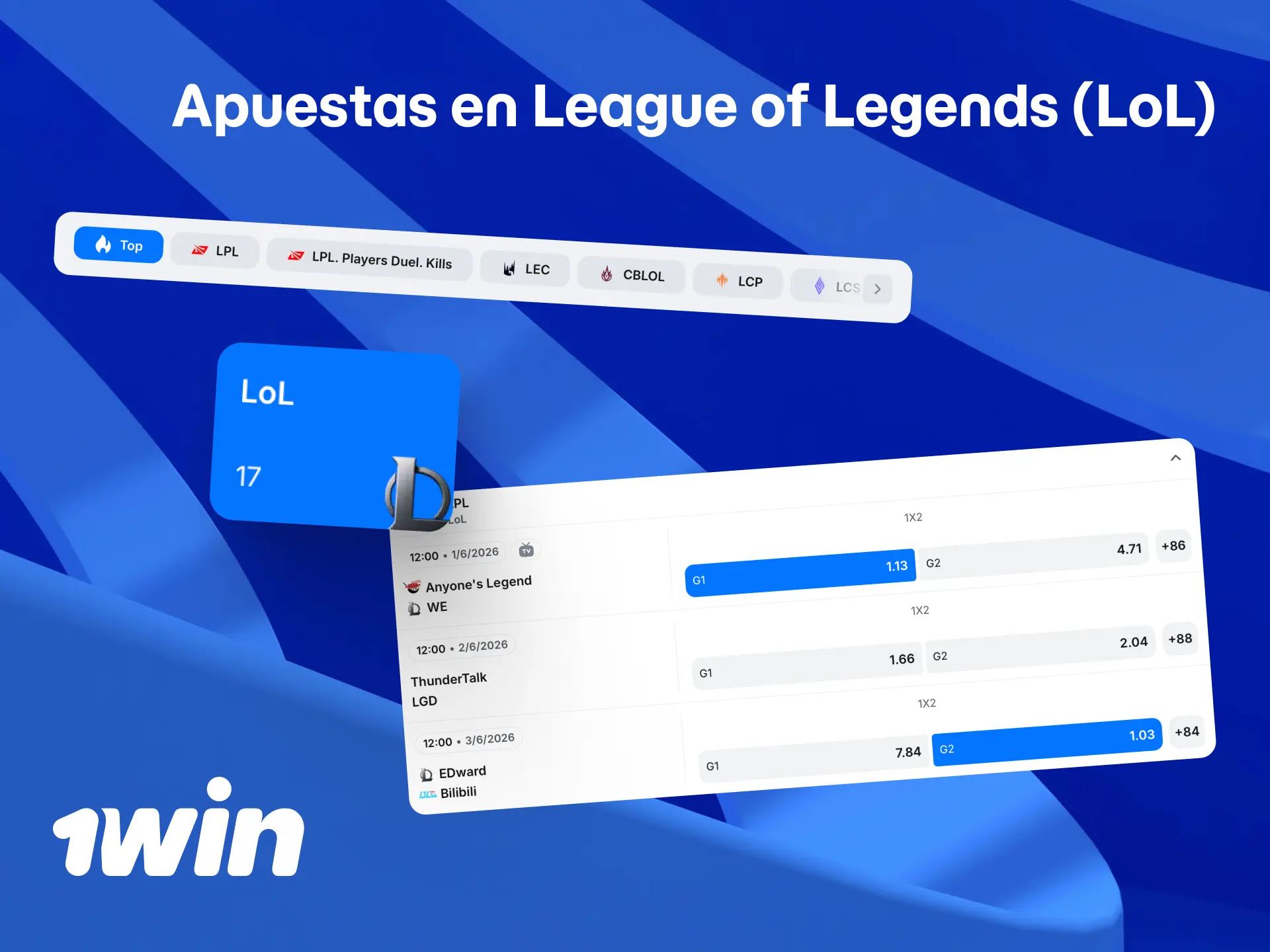 Apuesta en League of Legends con el Campeonato Mundial y la LLA en 1win.