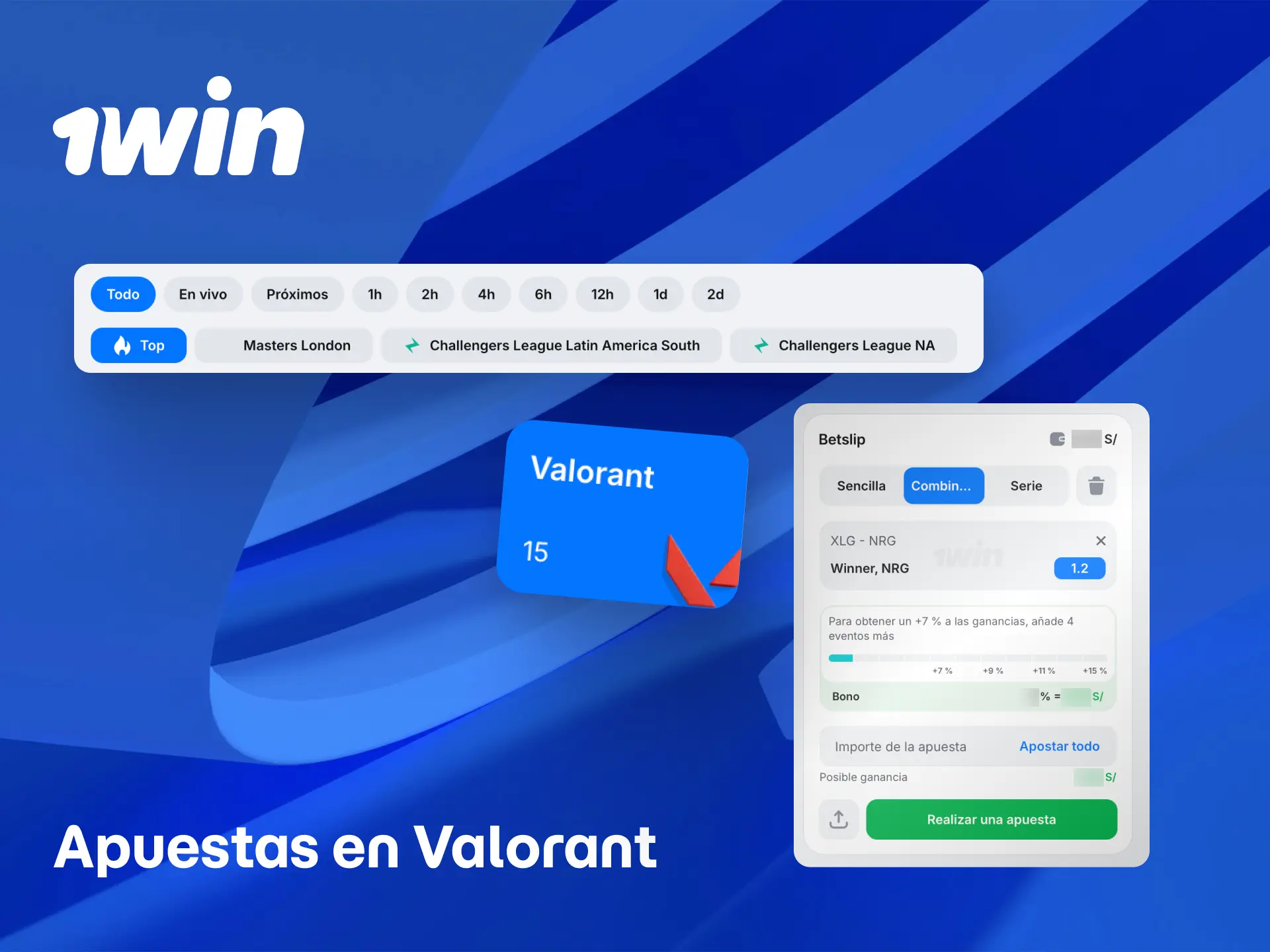 Apuesta en Valorant con cobertura de torneos VCT en la plataforma de 1win.