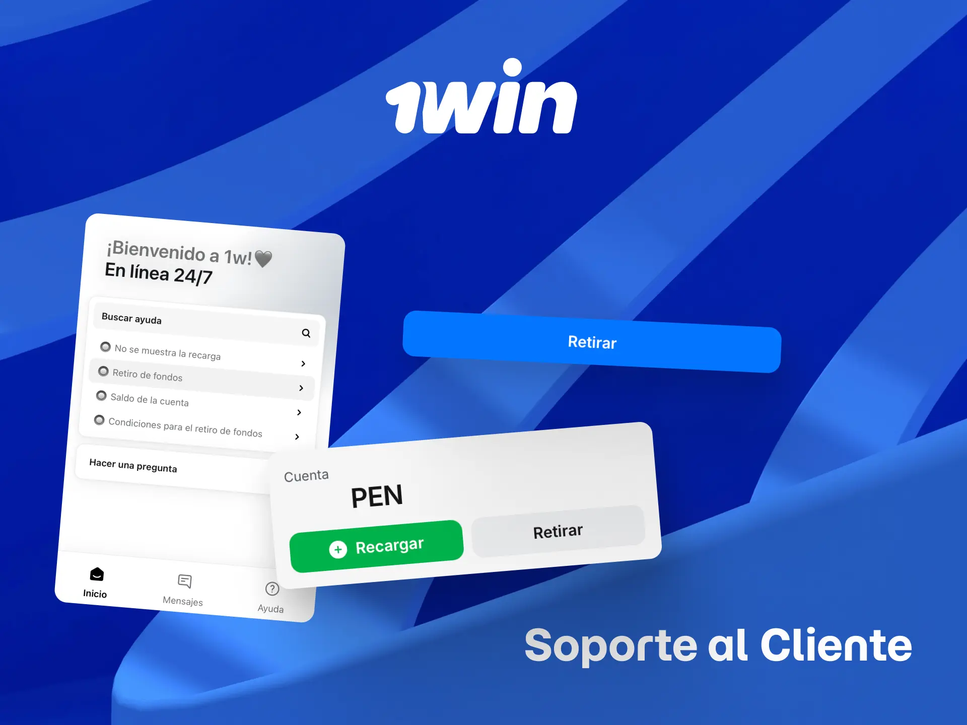 Contacta al soporte al cliente de 1win para resolver dudas sobre retiros en Perú.